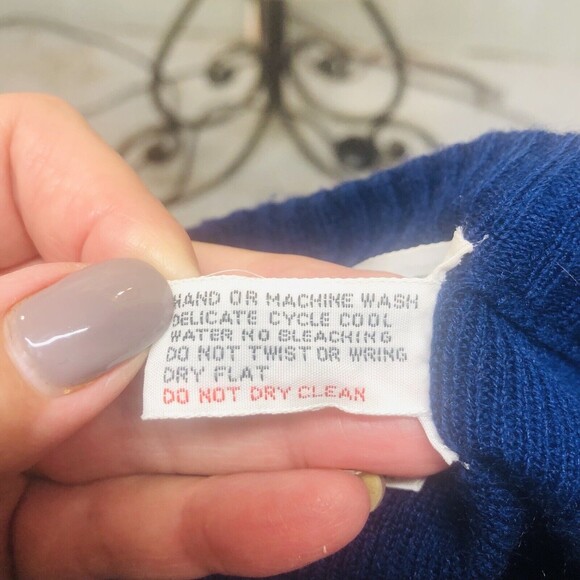 Vintage La Mode Du Golf Royal Blue Cardigan Sweater Button V-Neck Large - Picture 11 of 13
